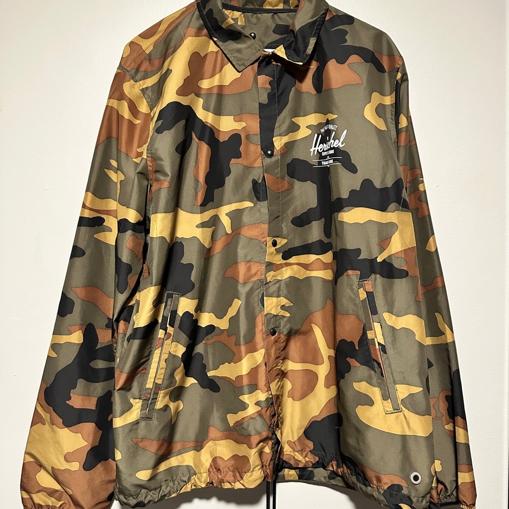Herschel Supply Company Camo Windbreaker Jacket - Olive, Brown, Black, Tan